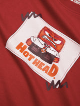 Women's Red Casual Oversized Fit Graphic Half Sleeves Tshirt