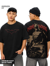 Men's Black Casual Printed Oversized Fit Half Sleeves Tshirt