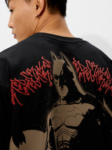 Men's Black Casual Printed Oversized Fit Half Sleeves Tshirt