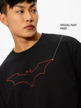 Men's Black Casual Printed Oversized Fit Half Sleeves Tshirt