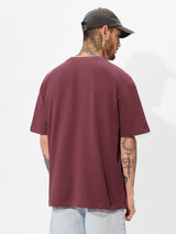 Men's Purple Casual Printed Oversized Fit Half Sleeves Tshirt