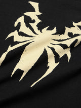 Men's Black Casual Printed Oversized Fit Half Sleeves Tshirt