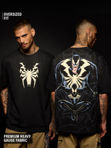 Men's Black Casual Printed Oversized Fit Half Sleeves Tshirt