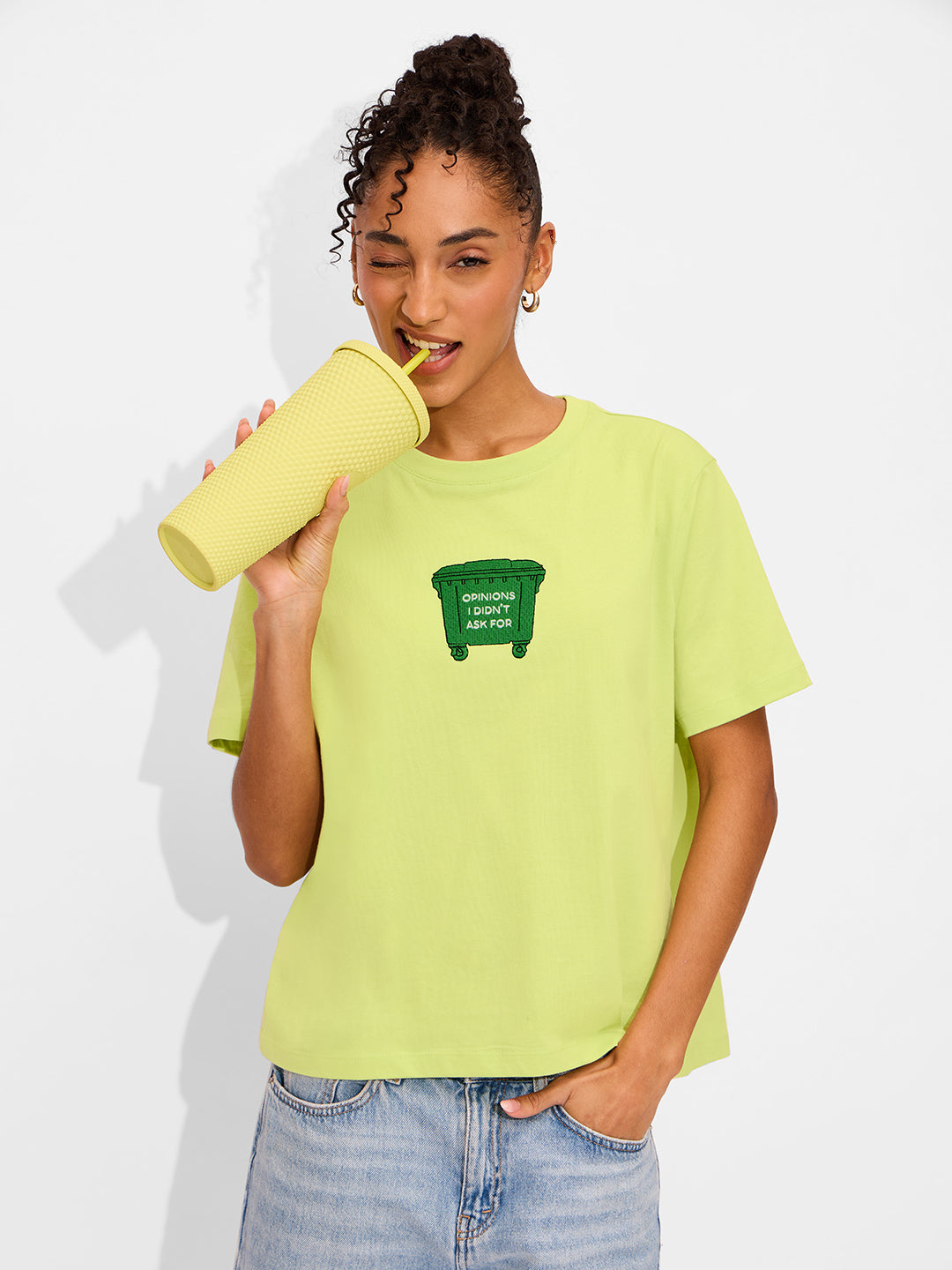 Women's Green Casual Regular Fit Printed Half Sleeves Tshirt