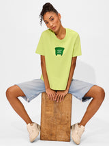 Women's Green Casual Regular Fit Printed Half Sleeves Tshirt