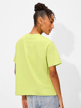 Women's Green Casual Regular Fit Printed Half Sleeves Tshirt