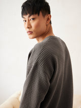 Men's Grey Solid Round Neck Oversized Sweatshirt