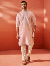 Men's Peach Festive Ethnic Full Sleeves Kurta
