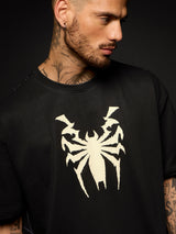Men's Black Casual Printed Oversized Fit Half Sleeves Tshirt