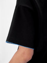 Women's Black Casual Oversized Fit Printed Half Sleeves Tshirt
