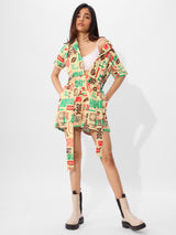 Women's Yellow Casual Graphic Half Sleeves Playsuit