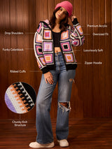 Women's Multicolor Casual Oversized Fit Printed Full Sleeves Jacket