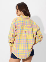 Women's Multicolor Casual Oversized Fit Checked Full Sleeves Shirt