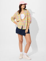 Women's Multicolor Casual Oversized Fit Checked Full Sleeves Shirt