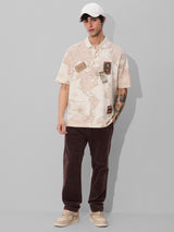 Men's Cream Casual  Half Sleeves Polo Tshirt