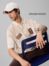 Men's Cream Casual  Half Sleeves Polo Tshirt