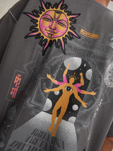 Men's Grey Casual Printed Oversized Fit Half Sleeves Tshirt