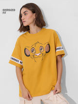 Women's Yellow Casual Oversized Fit Printed Half Sleeves Tshirt