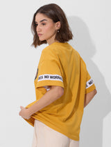 Women's Yellow Casual Oversized Fit Printed Half Sleeves Tshirt
