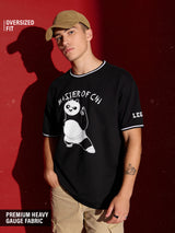 Men's Black Casual Graphic Half Sleeves Tshirt