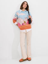 Women's Multicolor Casual Oversized Fit Printed Full Sleeves Sweater