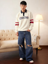 Men's Off White Solid Oversized Sweatshirt