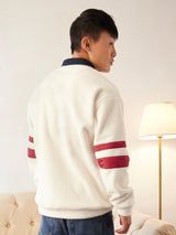 Men's Off White Solid Oversized Sweatshirt