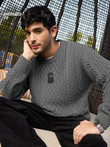Men's Grey Casual  Full Sleeves Sweater