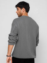 Men's Grey Casual  Full Sleeves Sweater