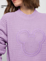 Women's Purple Casual Oversized Fit Solid Full Sleeves Sweater
