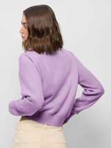 Women's Purple Casual Oversized Fit Solid Full Sleeves Sweater