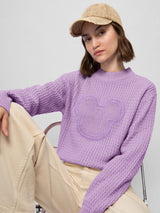 Women's Purple Casual Oversized Fit Solid Full Sleeves Sweater