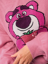 Women's Pink Casual Oversized Fit Embroidered Full Sleeves Sweater