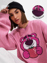 Women's Pink Casual Oversized Fit Embroidered Full Sleeves Sweater