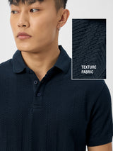 Men's Navy Blue Casual Solid Half Sleeves Polo Tshirt