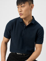 Men's Navy Blue Casual Solid Half Sleeves Polo Tshirt