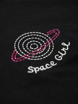 Women's Black Casual Regular Fit Embroidered Half Sleeves Tshirt