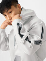 Men's Grey Solid Hooded Neck Oversized Hoodie