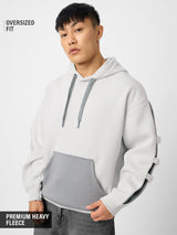Men's Grey Solid Hooded Neck Oversized Hoodie