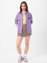 Women's Lavender Casual Full Sleeves Shirt