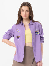 Women's Lavender Casual Full Sleeves Shirt