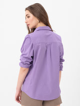 Women's Lavender Casual Full Sleeves Shirt