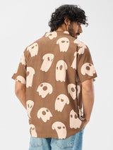 Men's Brown Casual Printed Regular Fit Half Sleeves Shirt