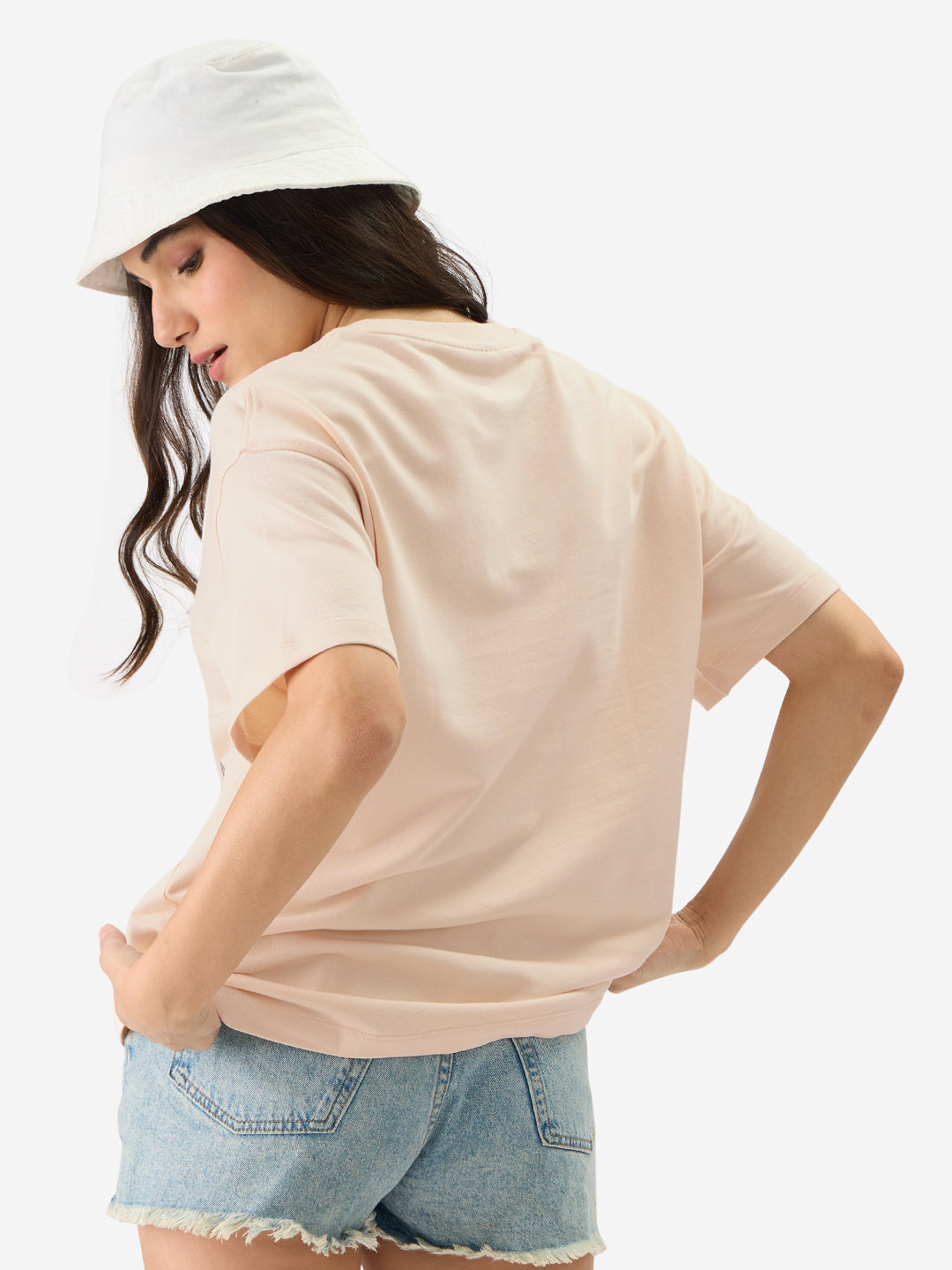 Women's Beige Casual Oversized Fit Printed Half Sleeves Tshirt