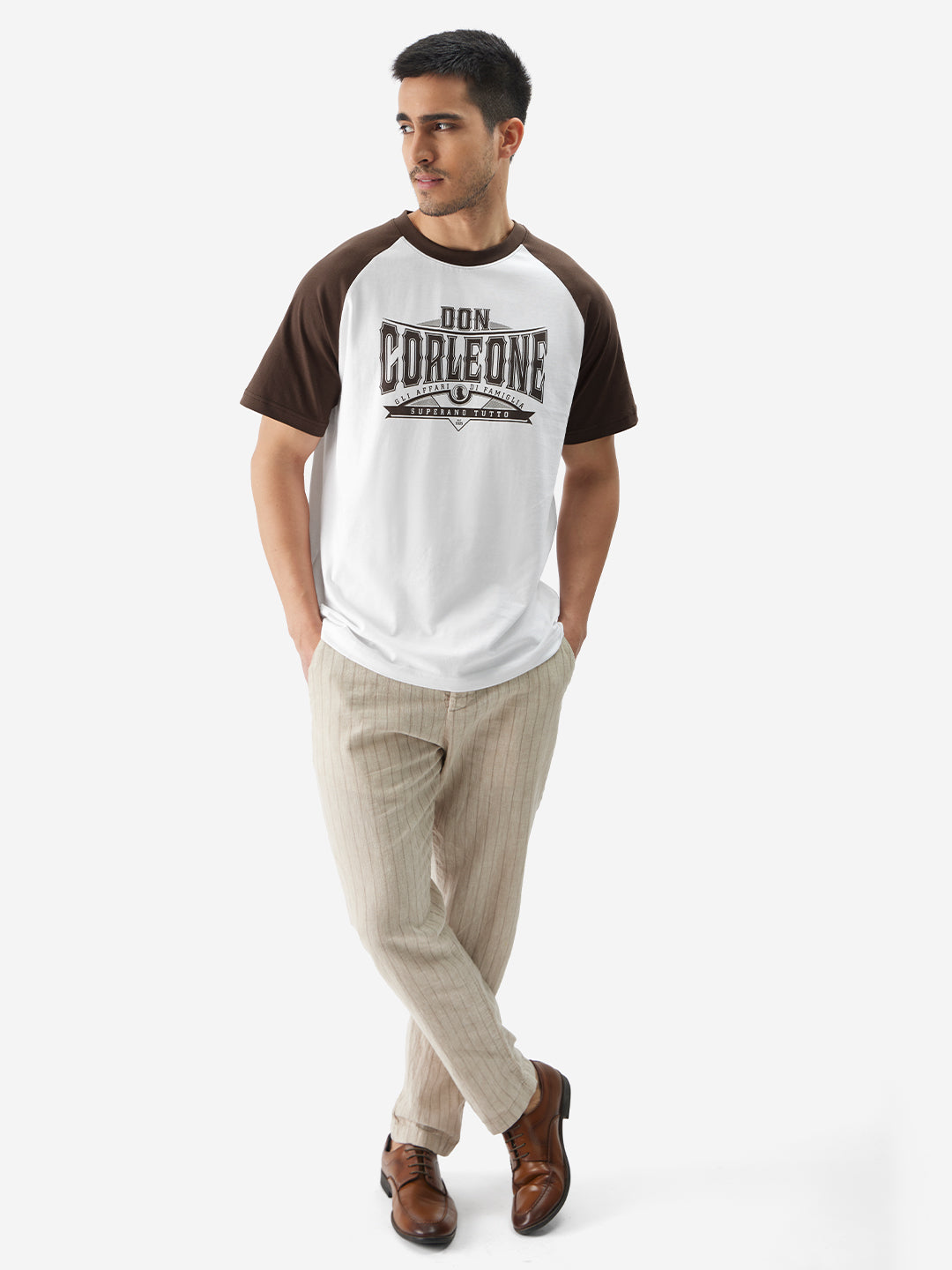 Men's White Casual Printed Regular Fit Half Sleeves Tshirt