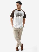 Men's White Casual Printed Regular Fit Half Sleeves Tshirt
