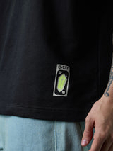Men's Black Casual Printed Oversized Fit Half Sleeves Tshirt