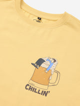 Men's Yellow Casual Printed Oversized Fit Half Sleeves Tshirt
