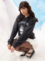 Women's Grey Casual Oversized Fit Graphic Full Sleeves Hoodie