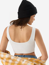 Women's White Casual Slim Fit Solid Sleeveless Bralette